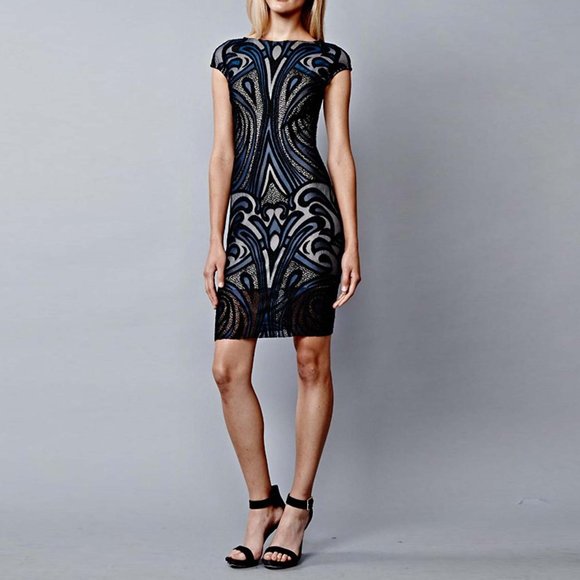 julia jordan | Dresses | Julia Jordan Navy Black Fitted Lace Sheath Dress |  Poshmark
